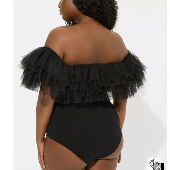 Torrid off the shoulder tulle bodysuit top sz 2x - Picture 2 of 5